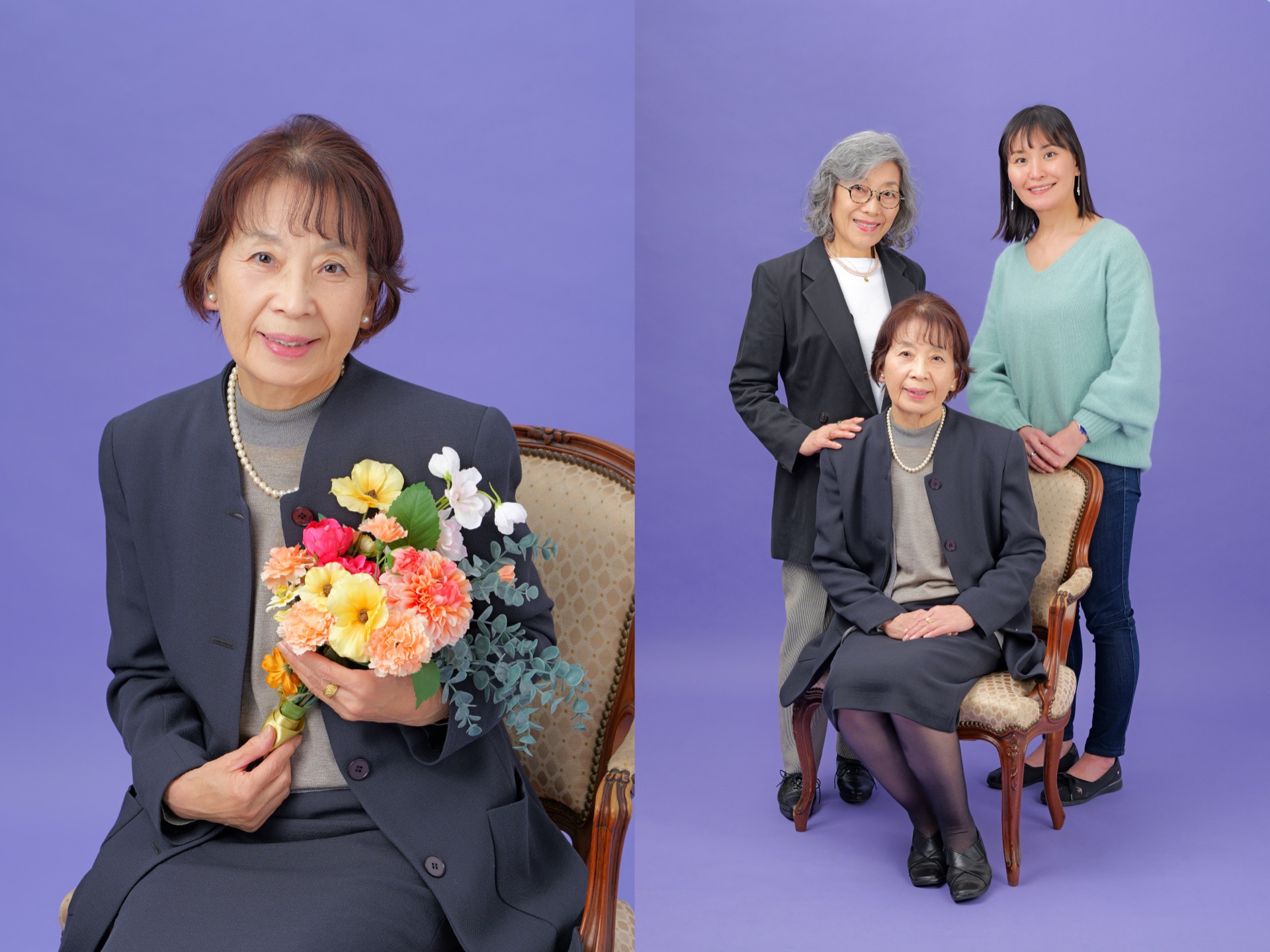 紫背景の長寿祝い